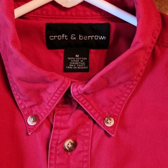 Croft & Barrow Long Sleeve Button Down Cotton Casual Shirt, Medium, Red - Picture 6 of 8